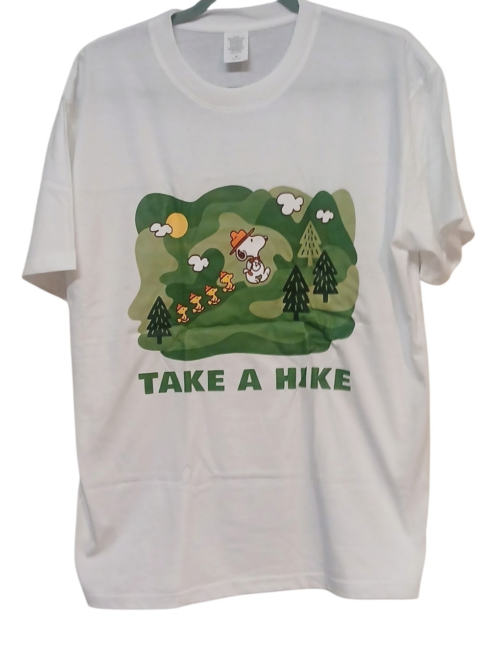 Peanuts -NWT, White Double Sided Snoopy & Woodstock Taking A Hike to Snoopy Camp